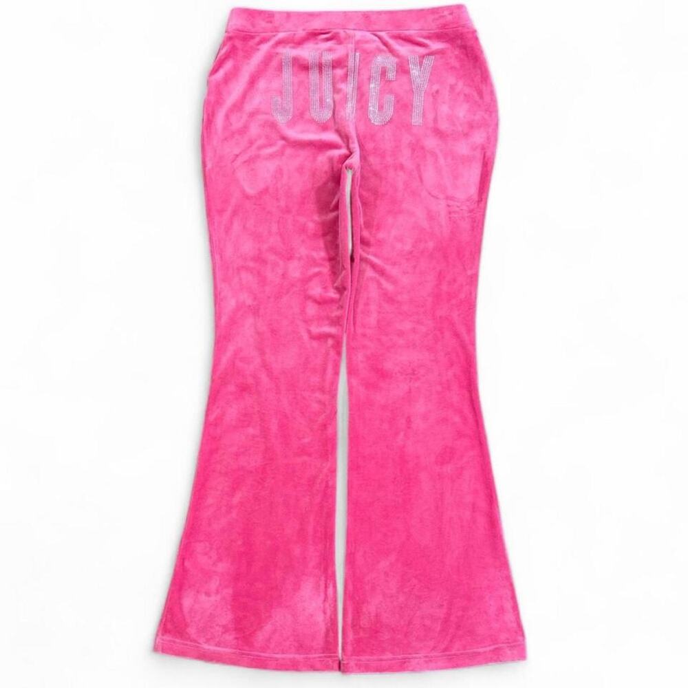 Juicy By Juicy Couture Women’s Pink Velour Flare Track Pants Size S